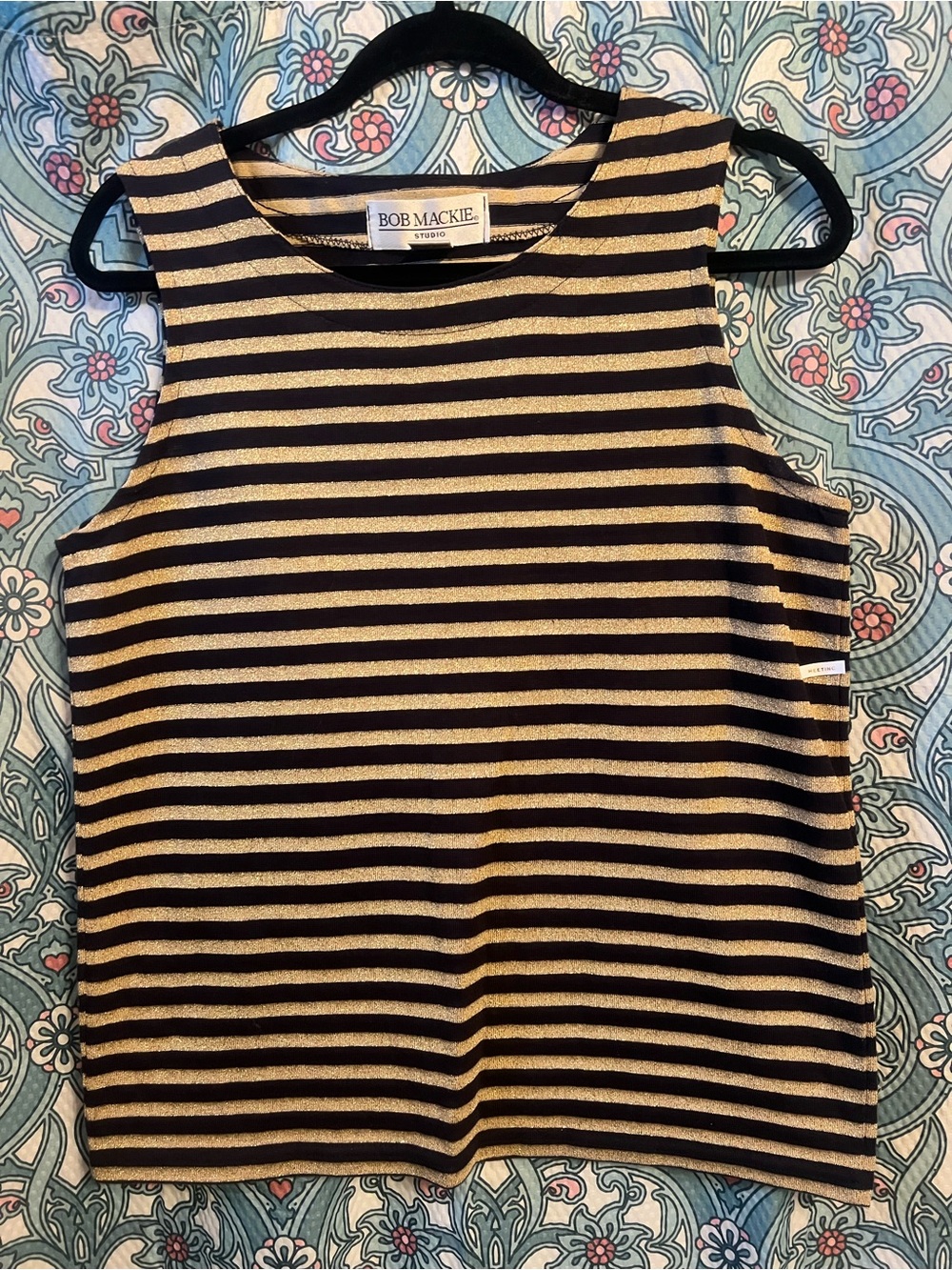 Bob Mackie Studio Gold and Black Striped Top